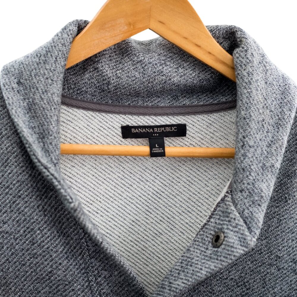 Banana Republic Men’s Large Gray Snap Front Cardigan Jacket Sweater - Picture 3 of 11